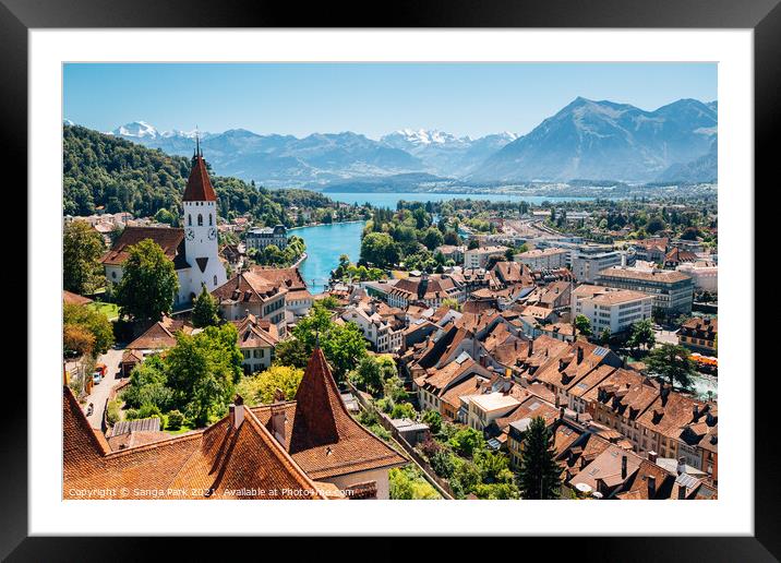 Swiss Thun old town with Alps mountain Framed Mounted Print by Sanga Park