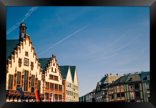 Romerberg old town square in Frankfurt Framed Print by Sanga Park