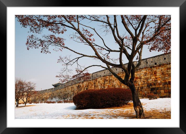 Hwaseong Fortress at winter Framed Mounted Print by Sanga Park