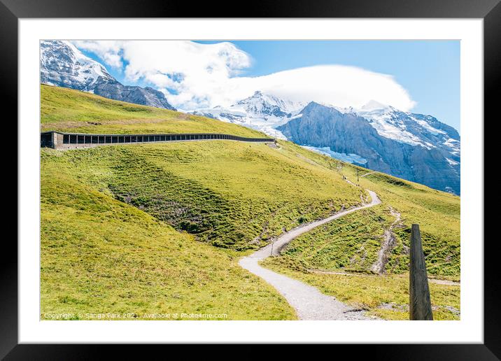 Swiss Jungfrau mountain Framed Mounted Print by Sanga Park