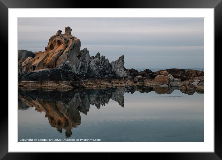 Sodol park sea and rock Framed Mounted Print by Sanga Park