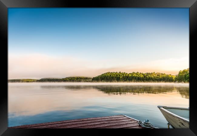  Summer Awakening - Morning Mist Dockside  Framed Print by Blok Photo 
