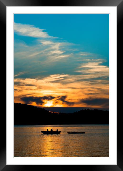 Majestic Sunset Silhouette - Family fishing Framed Mounted Print by Blok Photo 