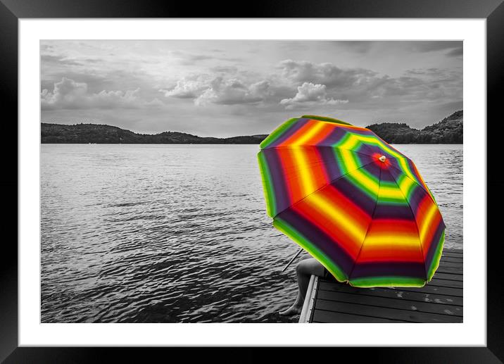 Standout Rainbow Umbrella  Framed Mounted Print by Blok Photo 