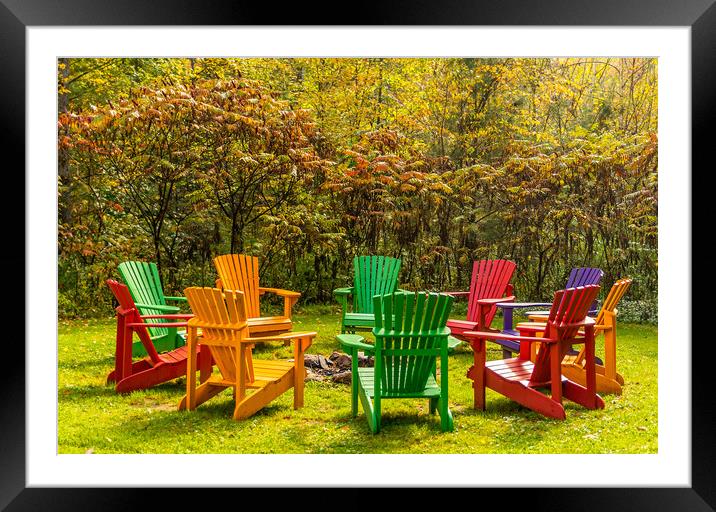 Autumn  Fire Pit - Fall Colors Framed Mounted Print by Blok Photo 