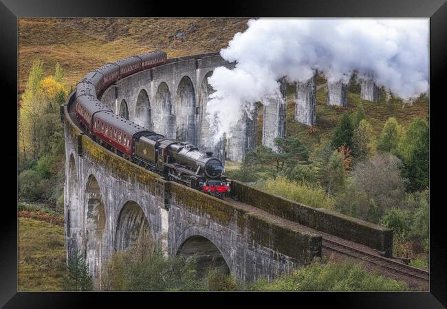 Jacobite Train at Glenfinnan  Framed Print by Roger Daniel