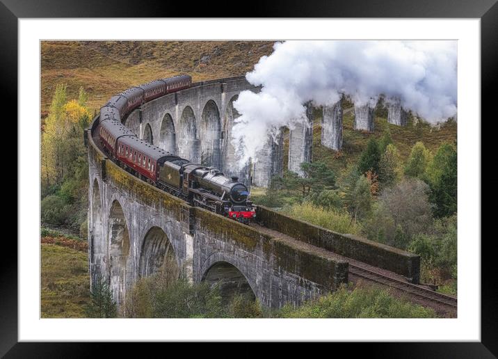 Jacobite Train at Glenfinnan  Framed Mounted Print by Roger Daniel