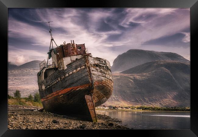 Corpach Wreck Framed Print by Roger Daniel