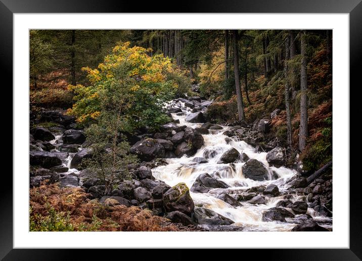 Scottish River tumbling over rocks Framed Mounted Print by Roger Daniel