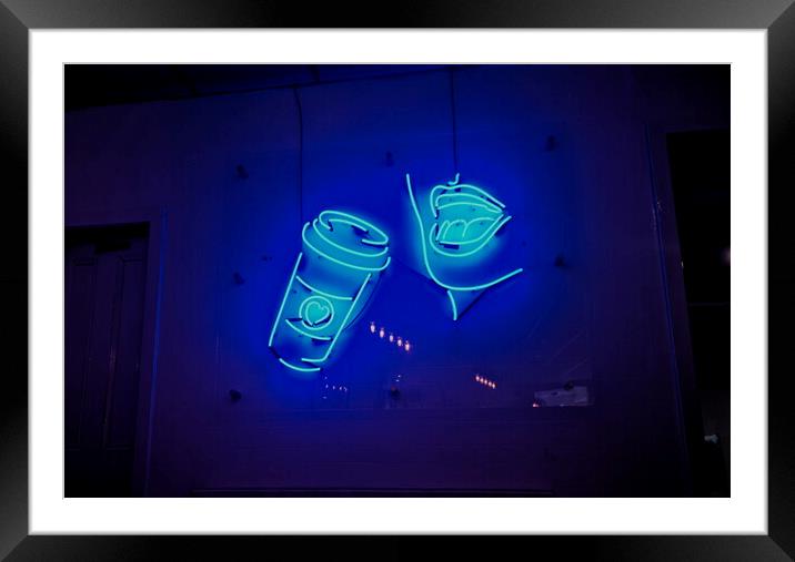 Neon Coffee Love Framed Mounted Print by Neil Hunter