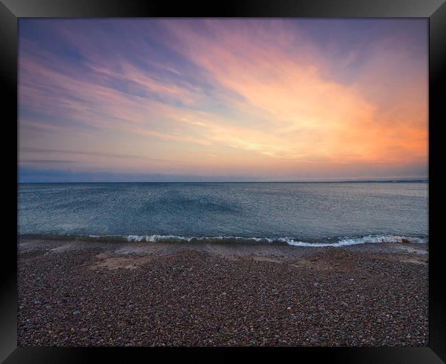 Sunrise at Budleigh Salterton Beach Devon Framed Print by Jonathan Aloia