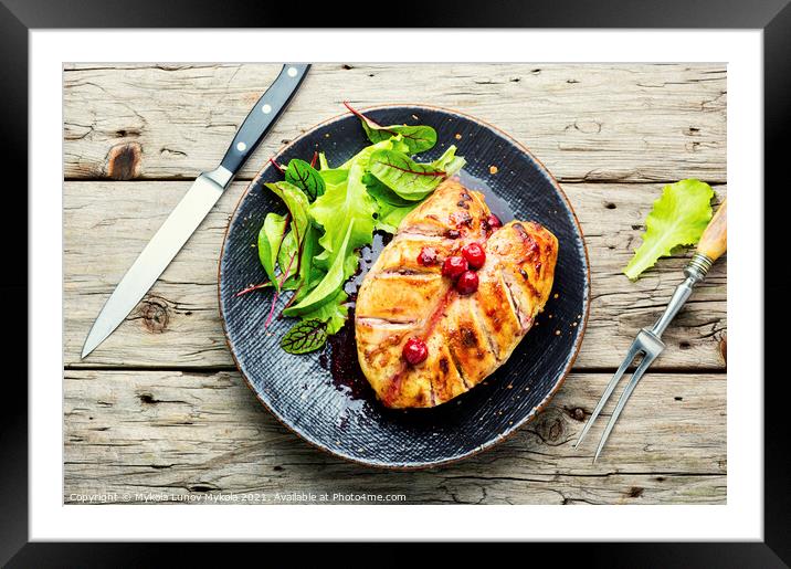 Grilled chicken fillet with cherry syrup Framed Mounted Print by Mykola Lunov Mykola