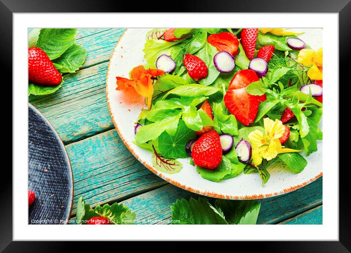 Summer salad with berries and herbs Framed Mounted Print by Mykola Lunov Mykola