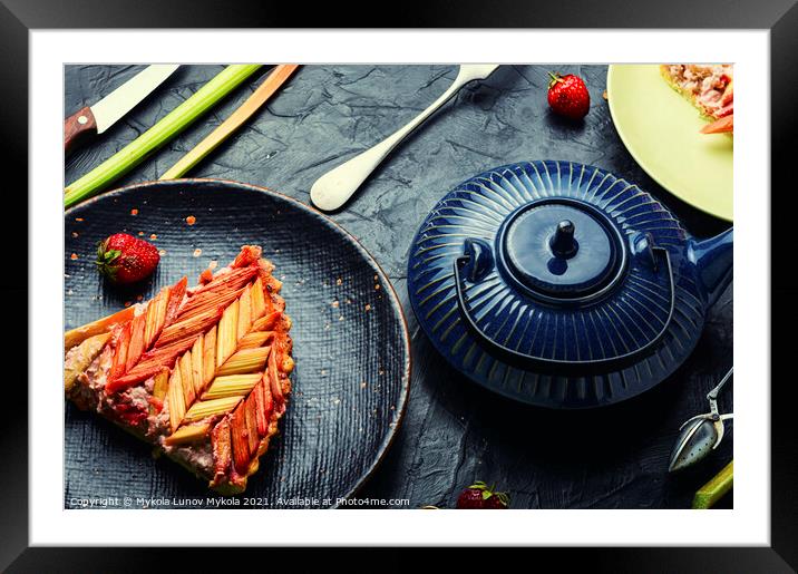 Homemade rhubarb strawberry pie,tea party Framed Mounted Print by Mykola Lunov Mykola