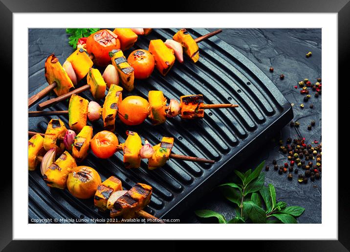 Appetizing vegetable kebab,vegetable skewers Framed Mounted Print by Mykola Lunov Mykola