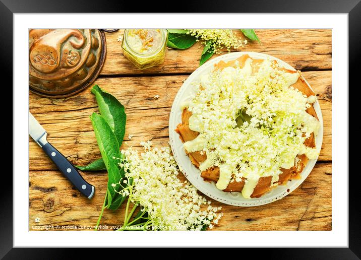 Elderberry pie or muffin, sweet rustic cake. Framed Mounted Print by Mykola Lunov Mykola