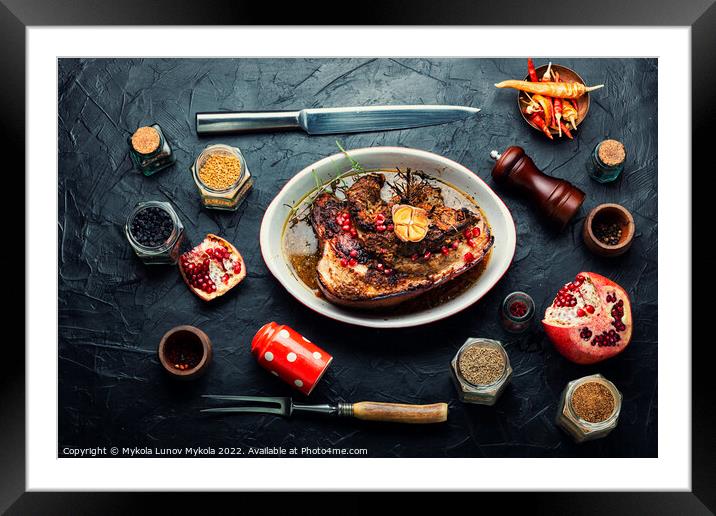 Pork belly in spices. Framed Mounted Print by Mykola Lunov Mykola