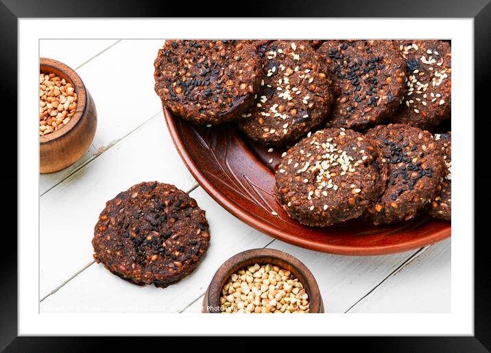 Healthy snack,buckwheat cookies. Framed Mounted Print by Mykola Lunov Mykola