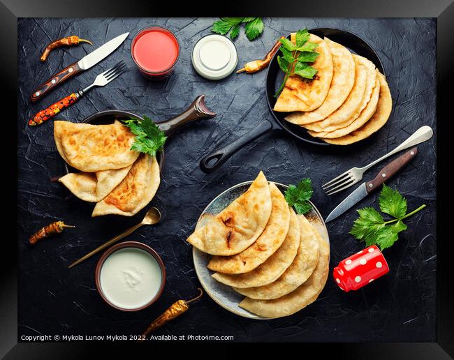 Traditional homemade pasties, cheburek Framed Print by Mykola Lunov Mykola