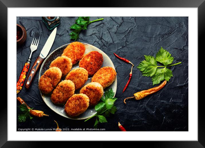 Fried fish cutlets Framed Mounted Print by Mykola Lunov Mykola