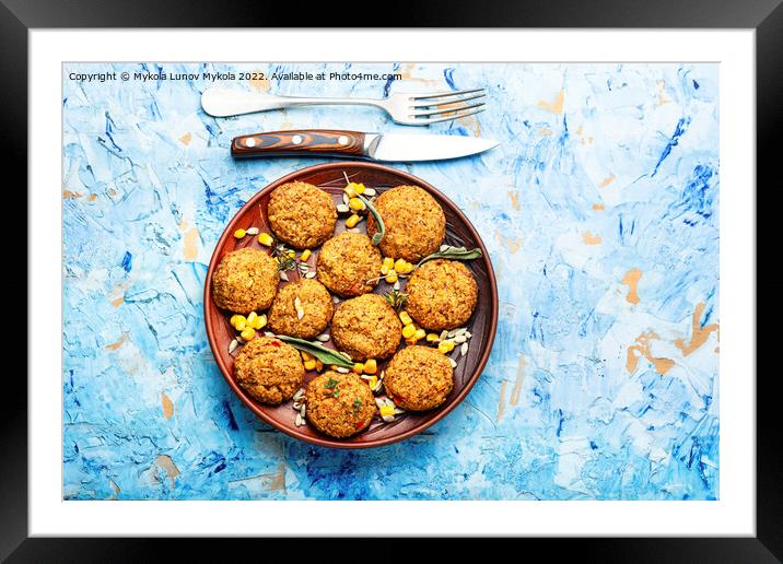 Vegetarian food, vegetable meatballs. Framed Mounted Print by Mykola Lunov Mykola