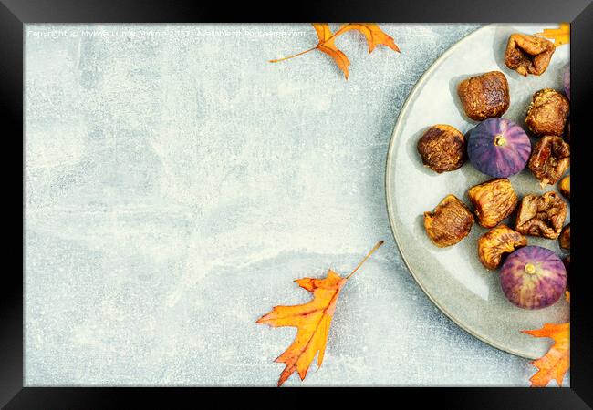 Dried and fresh figs, autumnal dessert Framed Print by Mykola Lunov Mykola