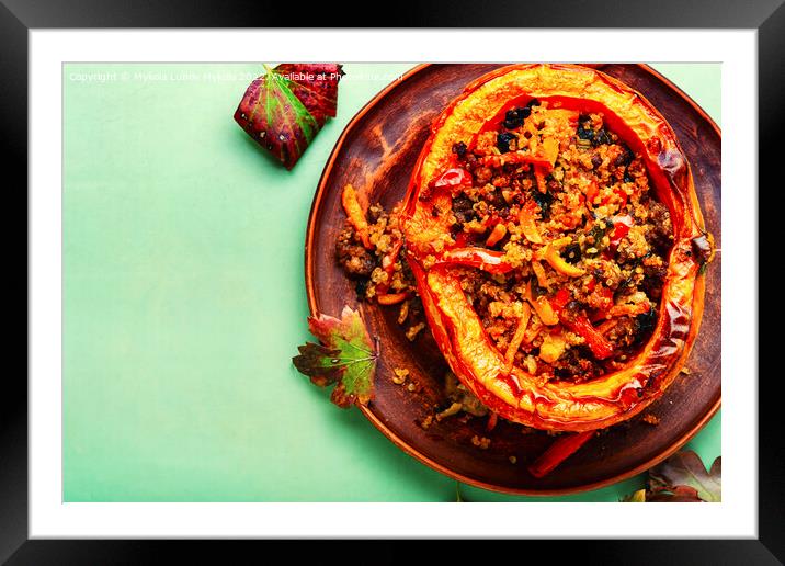 Autumn pumpkin roasted with vegetables. Framed Mounted Print by Mykola Lunov Mykola