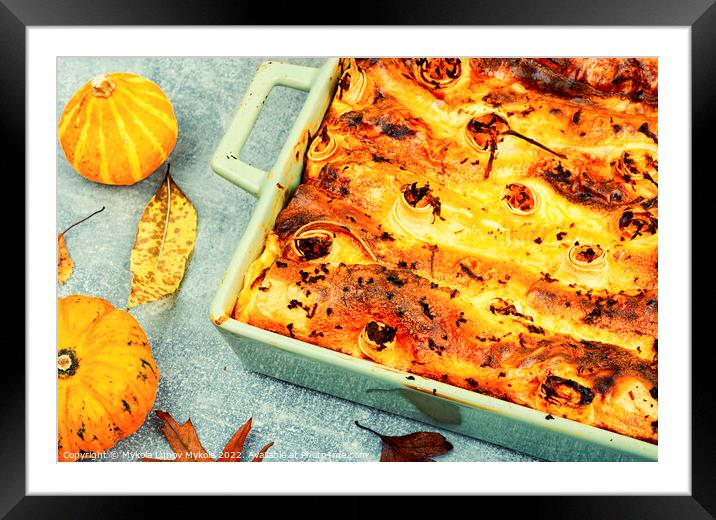 Autumn pumpkin pie, homemade tart. Framed Mounted Print by Mykola Lunov Mykola
