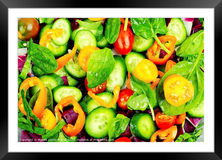 Natural vegetable salad, food background Framed Mounted Print by Mykola Lunov Mykola