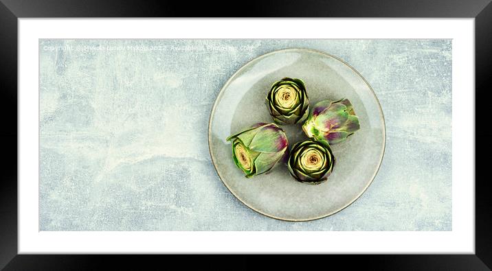 Artichoke - a specific delicacy vegetable. Framed Mounted Print by Mykola Lunov Mykola