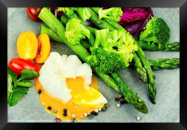 Vegetable salad with poached egg Framed Print by Mykola Lunov Mykola
