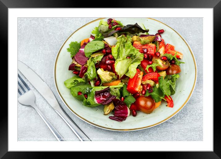 Spring bright vegetable salad. Framed Mounted Print by Mykola Lunov Mykola