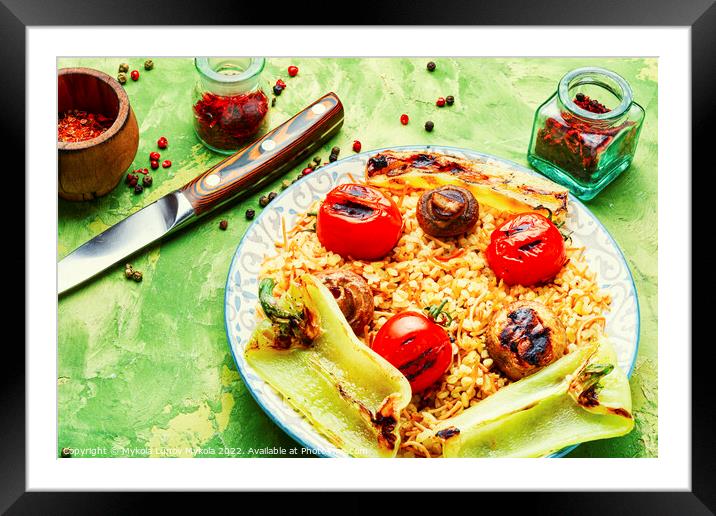 Tasty grilled vegetables with rice garnish Framed Mounted Print by Mykola Lunov Mykola
