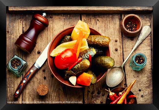 Tasty homemade pickles vegetables. Framed Print by Mykola Lunov Mykola