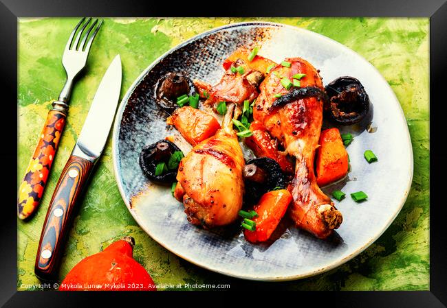 Grilling chicken thighs Framed Print by Mykola Lunov Mykola