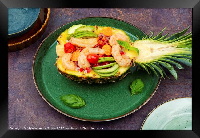 Pineapple with shrimp, rice and avocado. Framed Print by Mykola Lunov Mykola