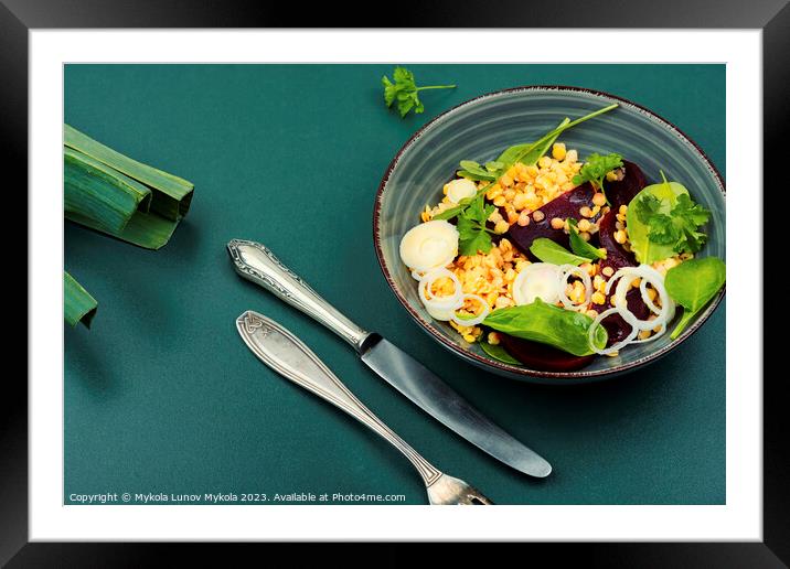 Low calorie lentil salad, Vegan food Framed Mounted Print by Mykola Lunov Mykola