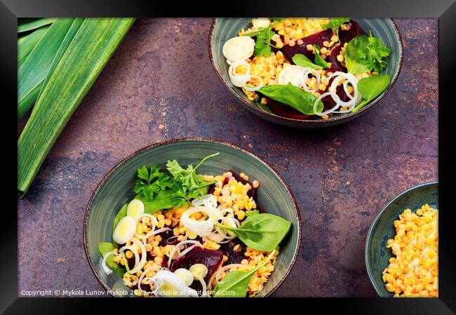 Low calorie lentil salad, Vegan food Framed Print by Mykola Lunov Mykola