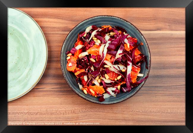 Salad with chicory and orange Framed Print by Mykola Lunov Mykola
