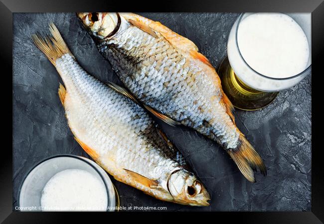 Dry stockfish fish for beer. Framed Print by Mykola Lunov Mykola