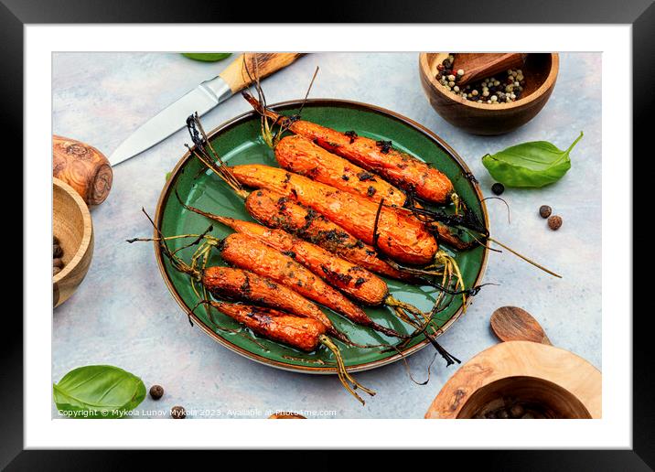 Honey glazed roasted carrots Framed Mounted Print by Mykola Lunov Mykola