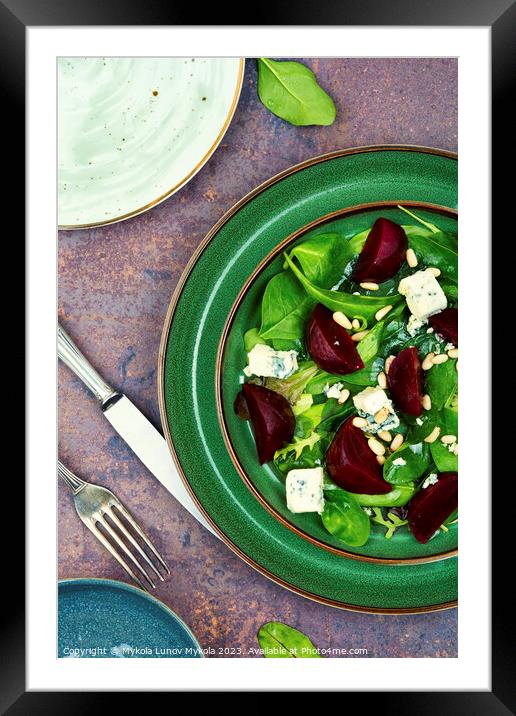 Beetroot salad with blue cheese and pine nuts Framed Mounted Print by Mykola Lunov Mykola