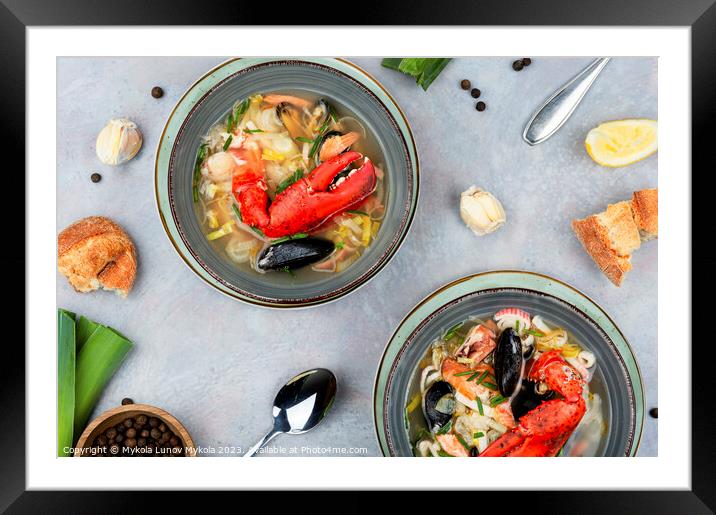 Popular seafood soup, Tom yum Framed Mounted Print by Mykola Lunov Mykola