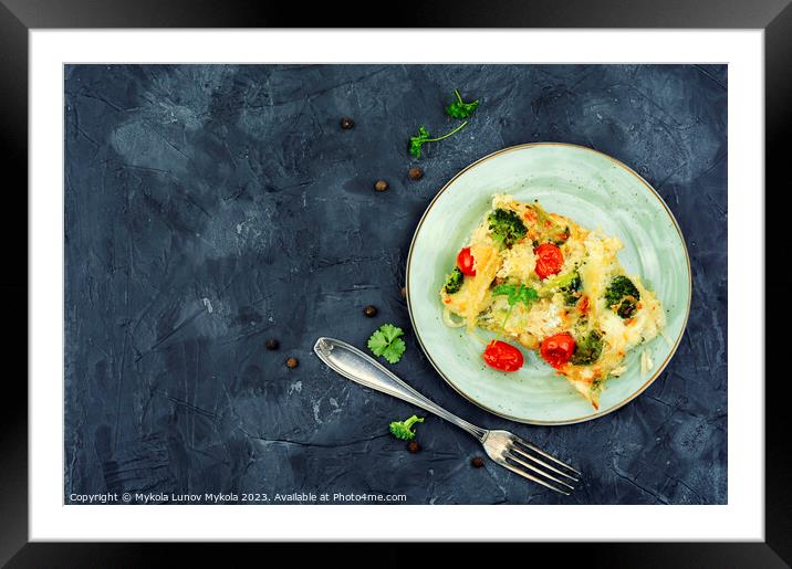Potato gratin with broccoli, space for text Framed Mounted Print by Mykola Lunov Mykola