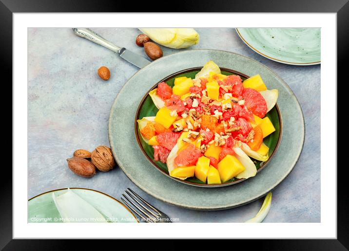 Fruit and chicory salad. Framed Mounted Print by Mykola Lunov Mykola