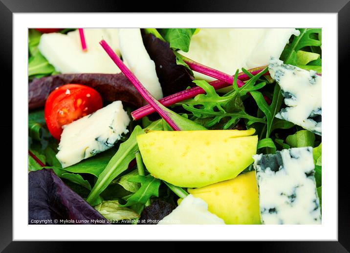 Fresh vegetable salad with cheese Framed Mounted Print by Mykola Lunov Mykola