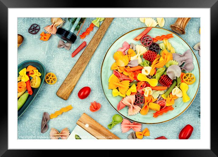 Colorful raw pasta Framed Mounted Print by Mykola Lunov Mykola