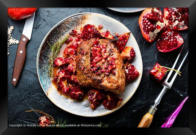 Tasty pork with pomegranate for Christmas Framed Print by Mykola Lunov Mykola