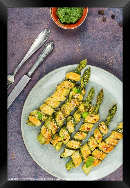 Asparagus baked in bread. Framed Print by Mykola Lunov Mykola