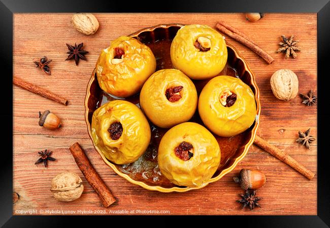 Roasted apples with nuts Framed Print by Mykola Lunov Mykola